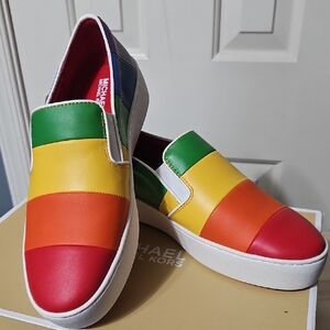 Michael Kors NWOT Multicolor Leather Slip-On Sneakers